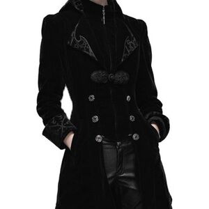 Elegant Black Velvet Women's GOTH Coat